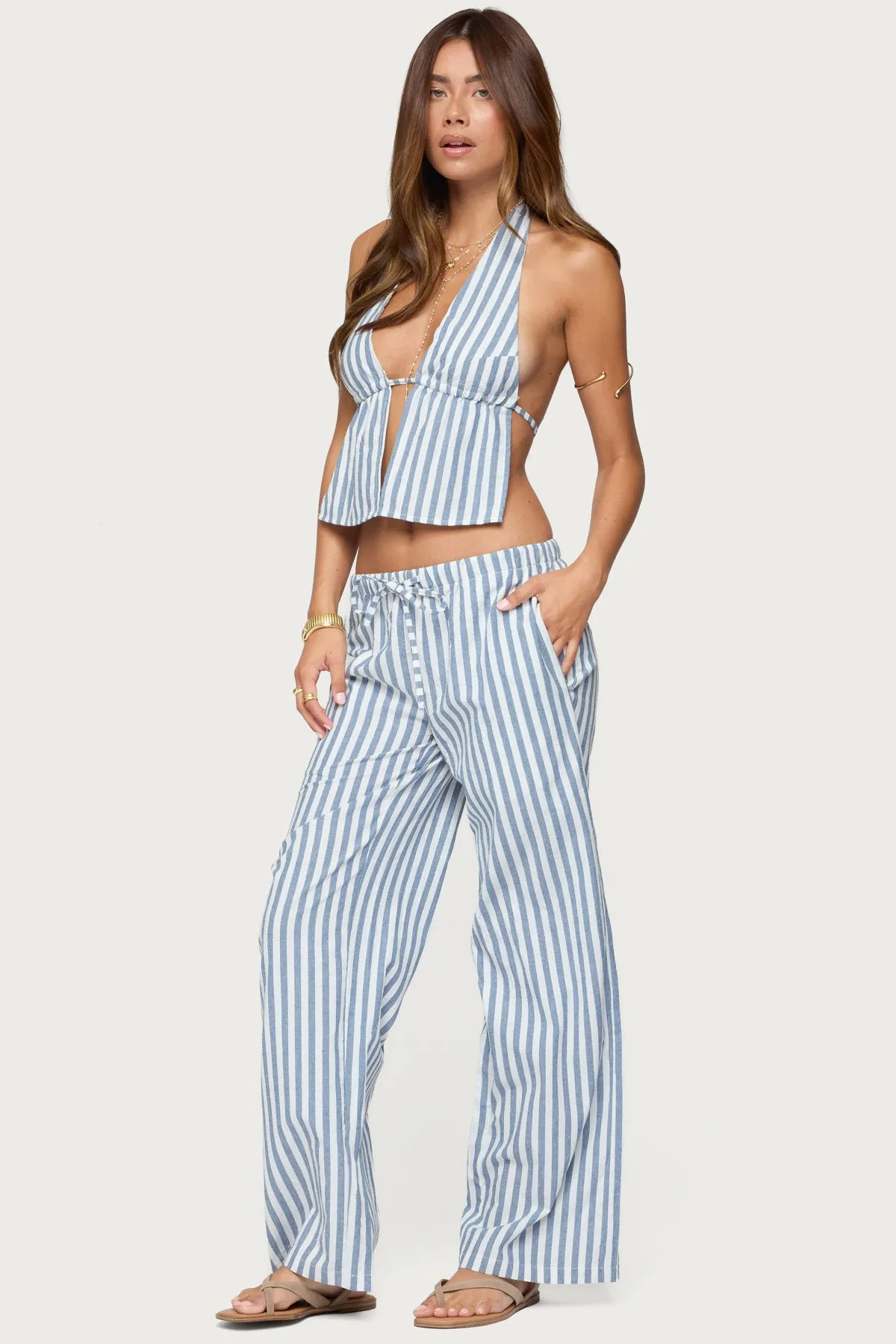 Macey Striped Split Front Backless Top sold by Edikted product image thumbnail 5