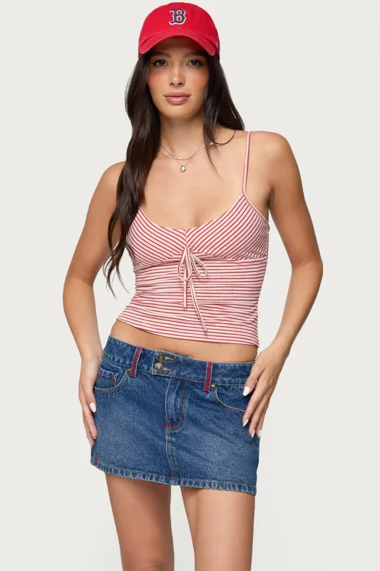 Tova Striped Scoop Tank Top sold by Edikted