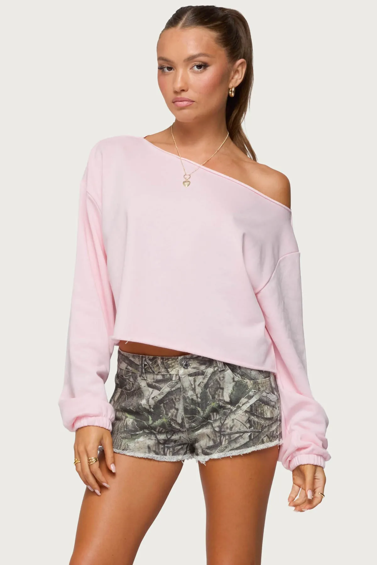 Aveline Off Shoulder Light Sweatshirt sold by Edikted product image thumbnail 3