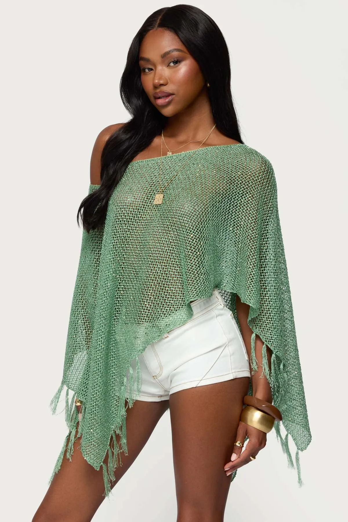アパルトモン GOOD GRIEF Knit Fringe Poncho アパルトモン GOOD GRIEF Knit Fringe Poncho アパルトモン GOOD