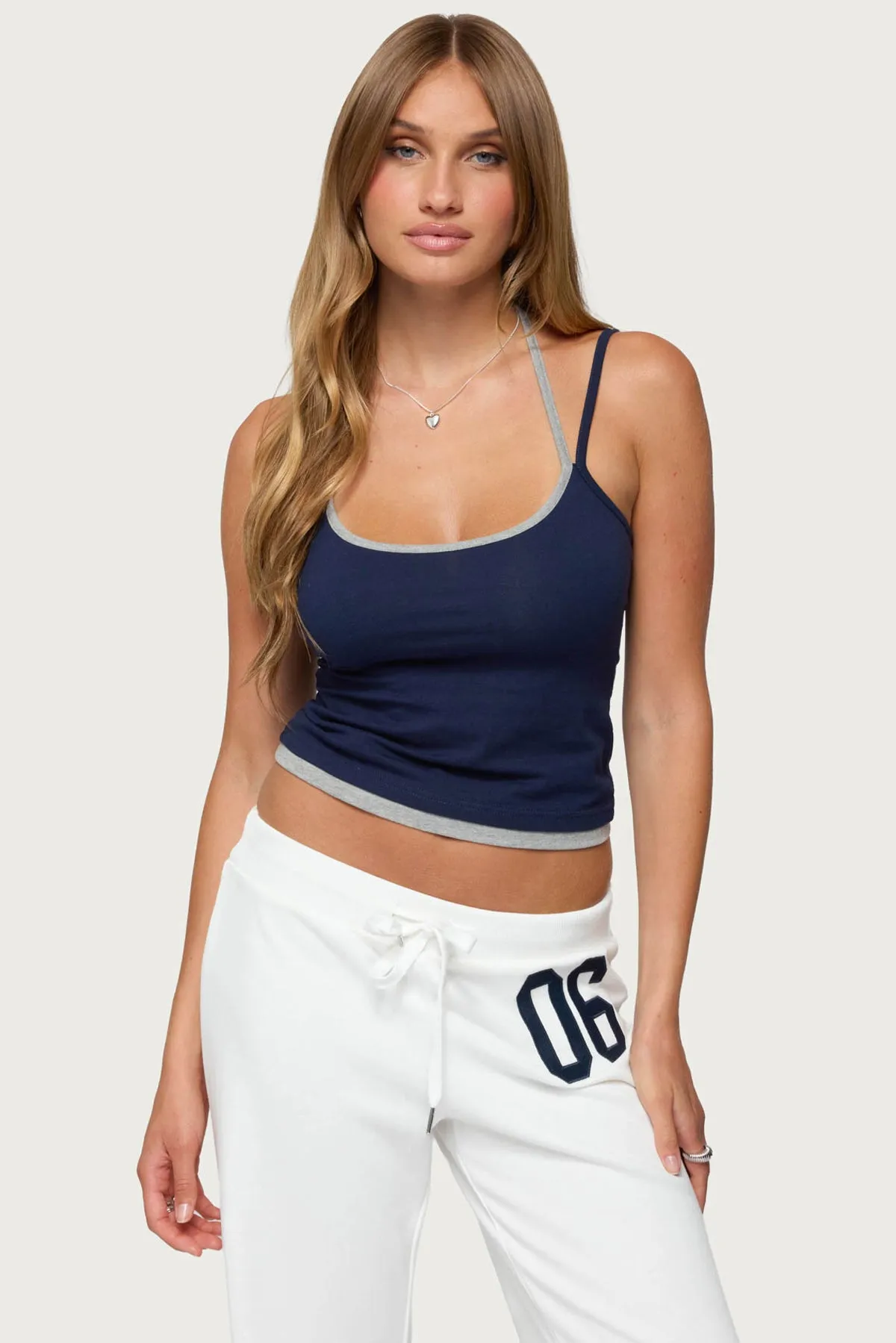 Roya Layered Halter Tank Top sold by Edikted