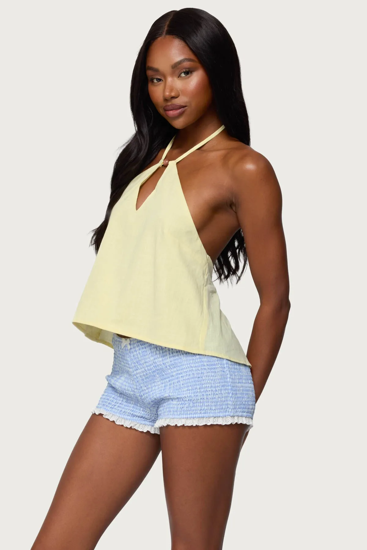 Oliviana Linen Look Halter Top sold by Edikted product image thumbnail 4