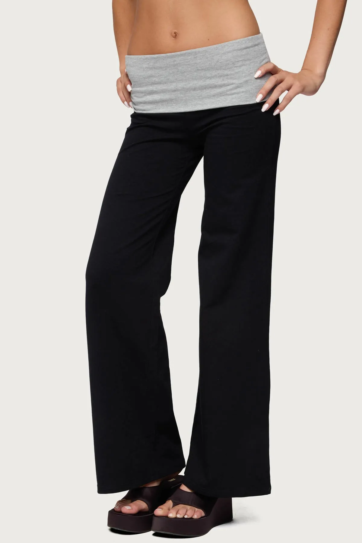 Wide Leg Contrast Fold Over Pants sold by Edikted product image thumbnail 5
