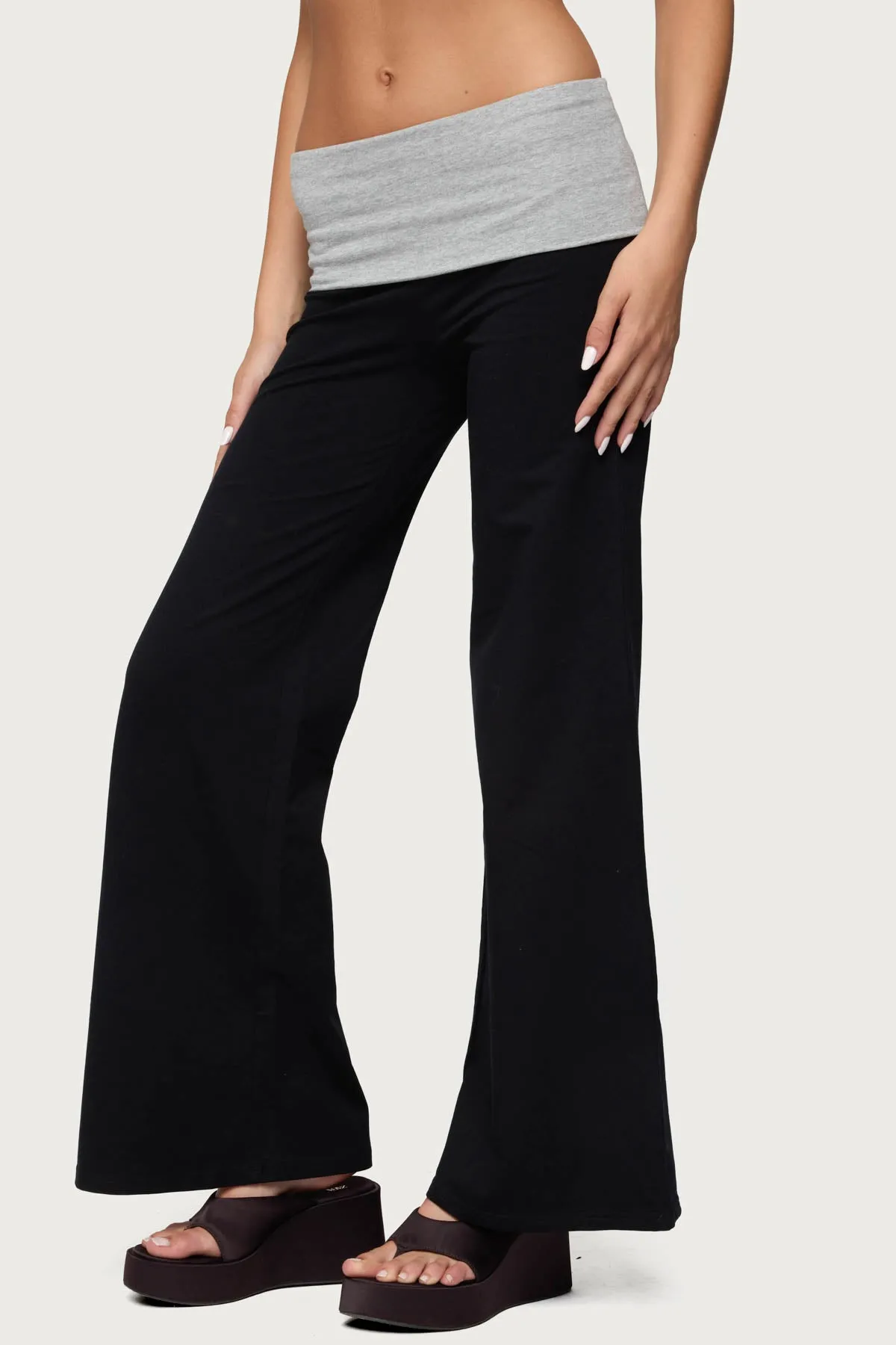 Wide Leg Contrast Fold Over Pants sold by Edikted product image thumbnail 2