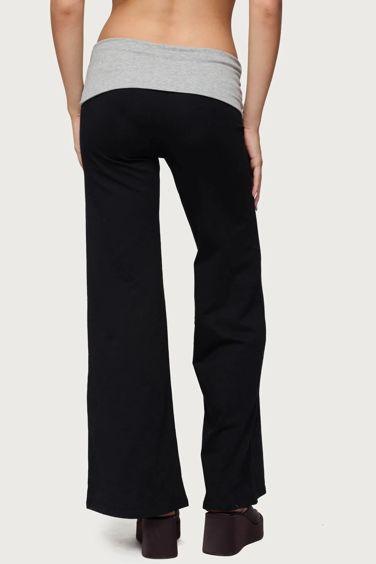 Wide Leg Contrast Fold Over Pants sold by Edikted product image thumbnail 4