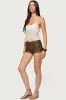 Grommet Faux Leather Micro Shorts sold by Edikted