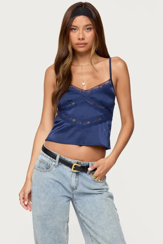 Tamar Satin Effect Tank Top sold by Edikted