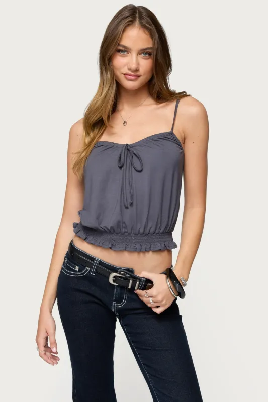 Ripley Tie Front Tank Top sold by Edikted