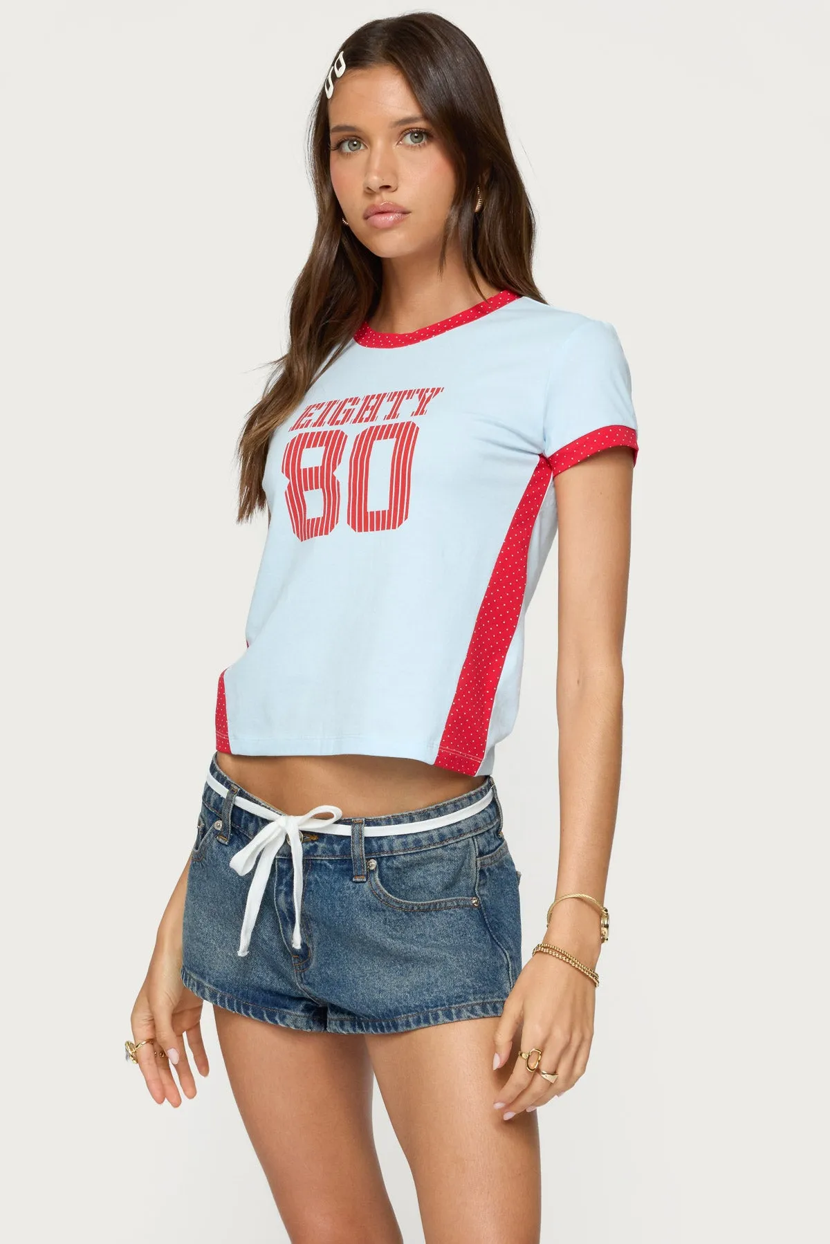 Eighty Polka Dot Contrast T Shirt sold by Edikted product image thumbnail 3