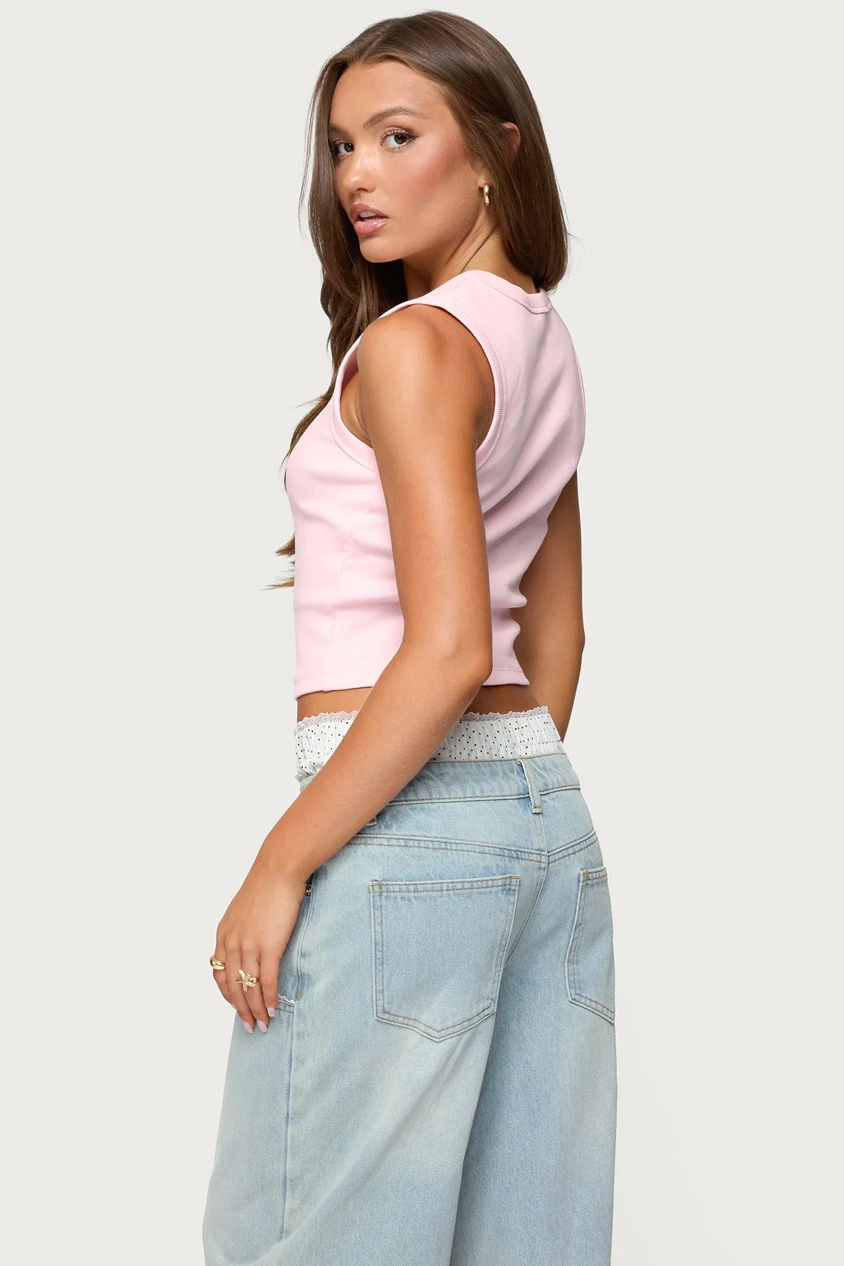 Basel Button Up Tank Top sold by Edikted product image thumbnail 4