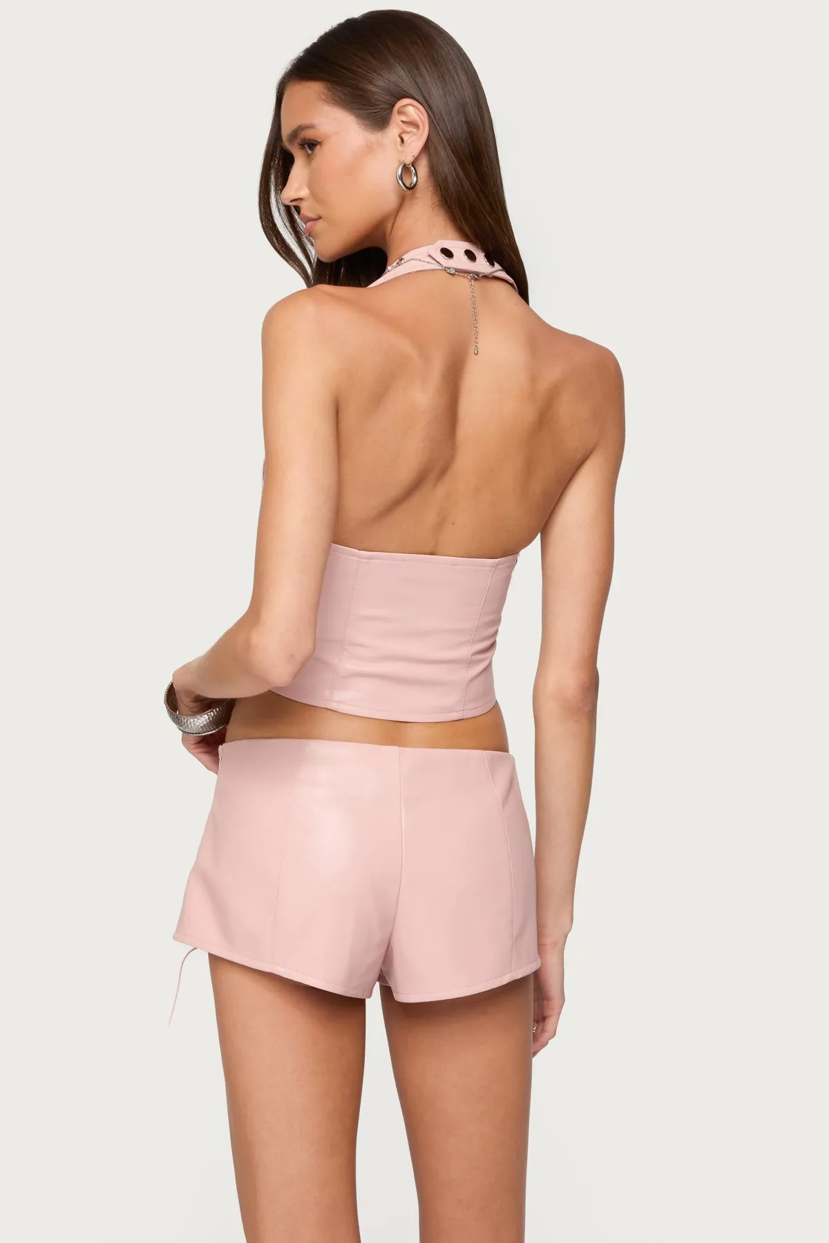 Elisha Lace Up Faux Leather Halter Top sold by Edikted product image thumbnail 5
