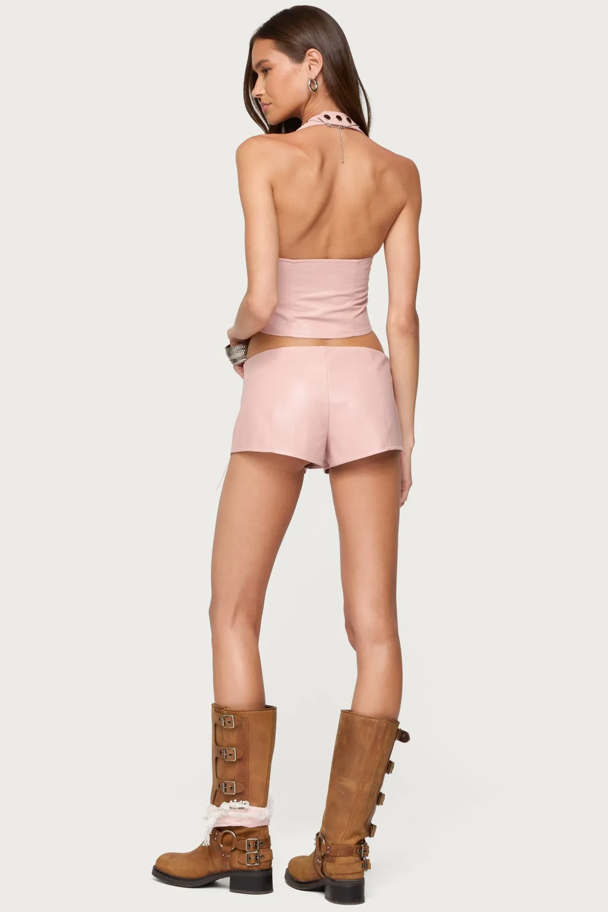 Elisha Lace Up Faux Leather Halter Top sold by Edikted product image thumbnail 4