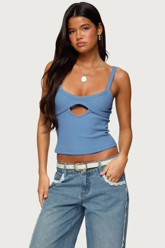 Karin Cut Out Ribbed Tank Top sold by Edikted
