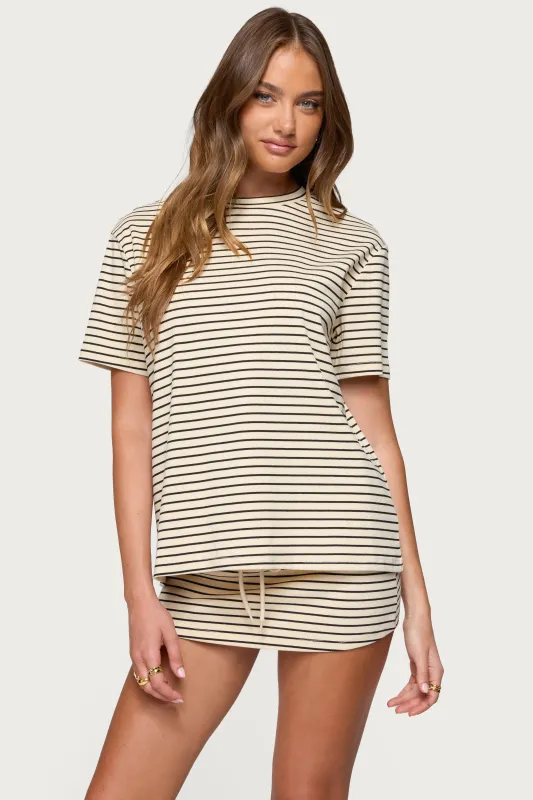 Brena Striped Oversized T Shirt sold by Edikted