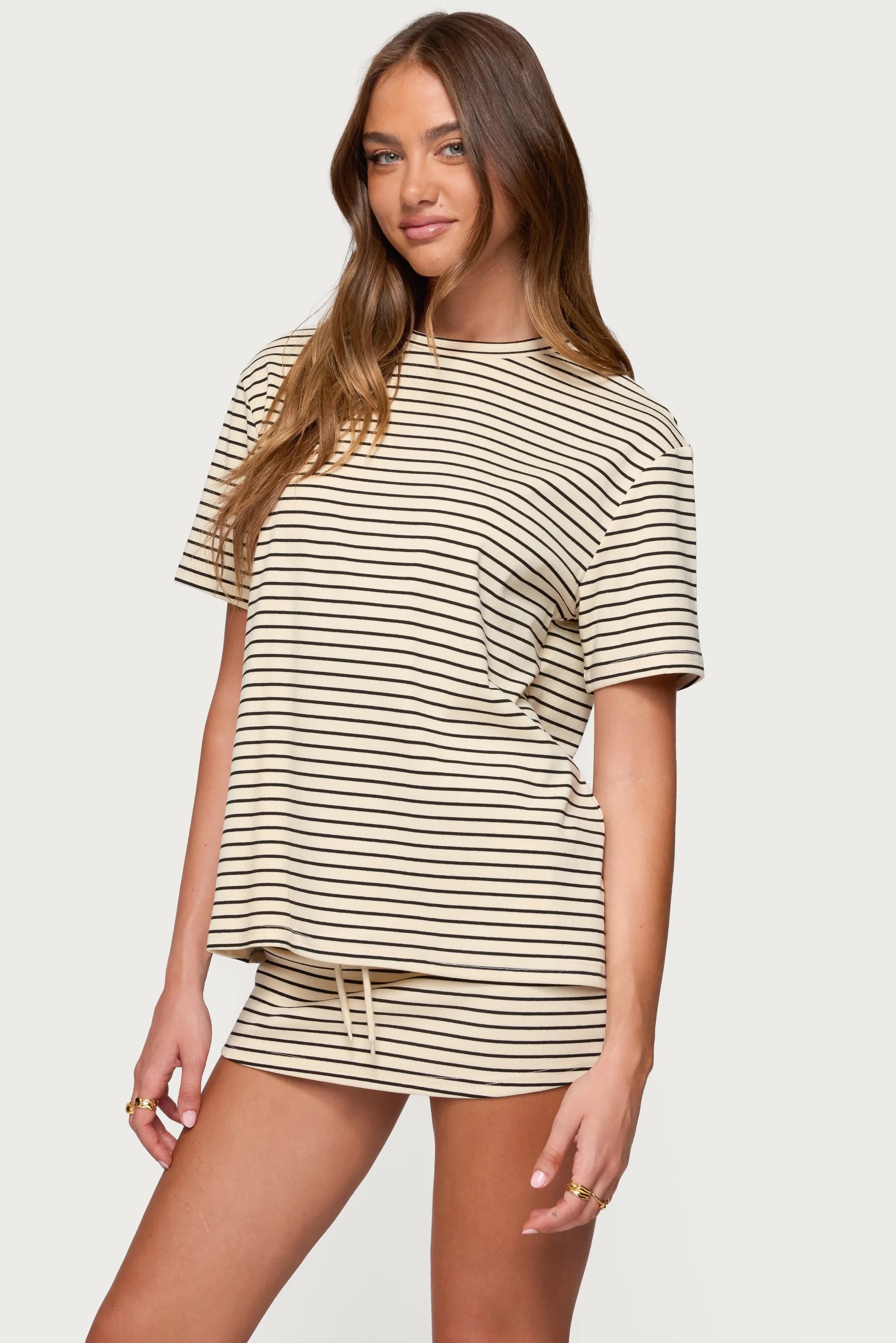 Brena Striped Oversized T Shirt sold by Edikted product image thumbnail 3