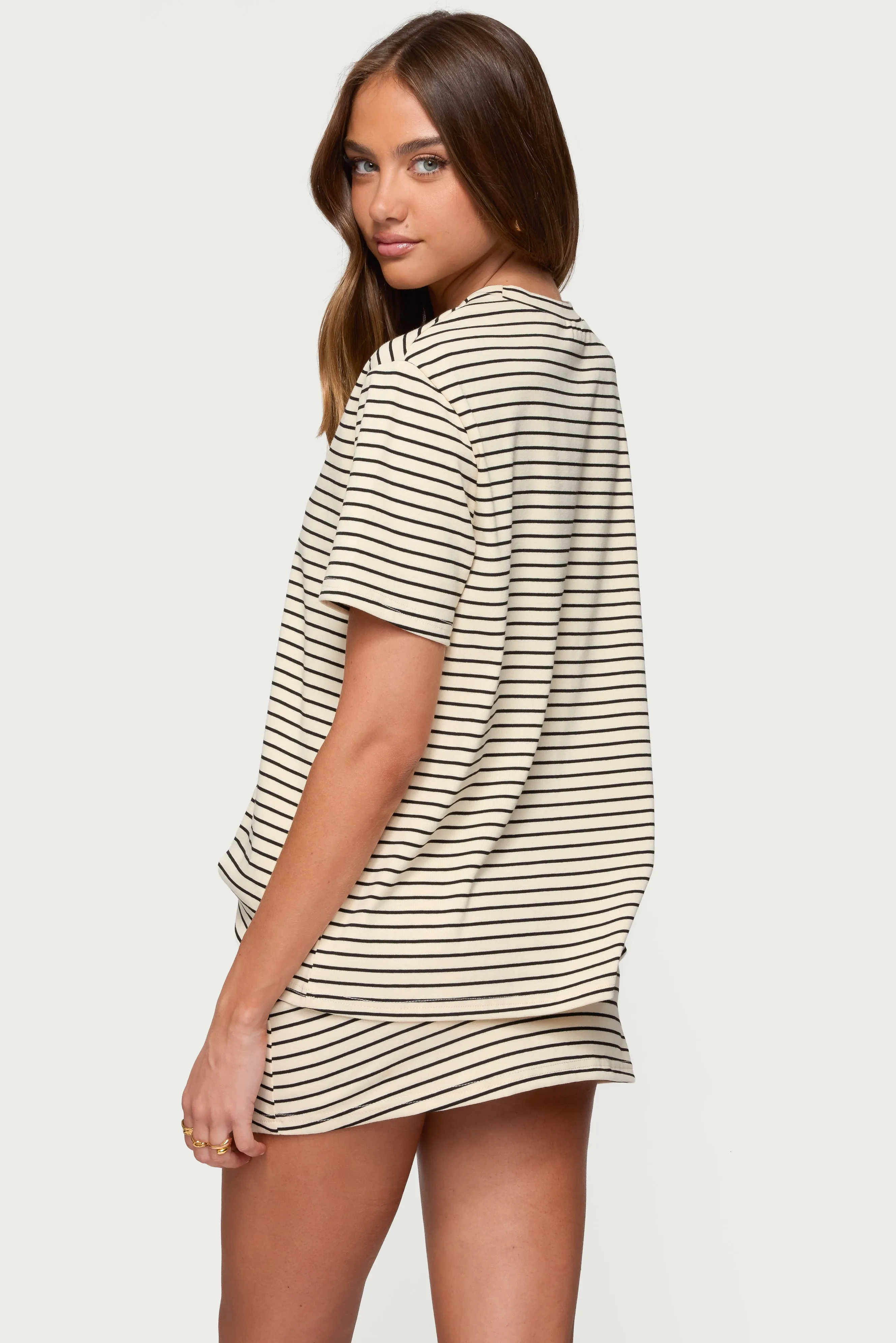 Brena Striped Oversized T Shirt sold by Edikted product image thumbnail 5