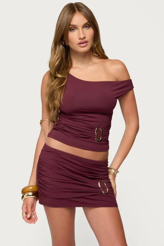 Kenia Abstract Ring Off Shoulder Top sold by Edikted