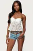 Sheer Crochet Strapless Cupped Top sold by Edikted