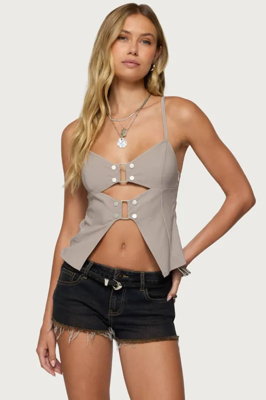 Shay Split Front Buckle Tank Top sold by Edikted