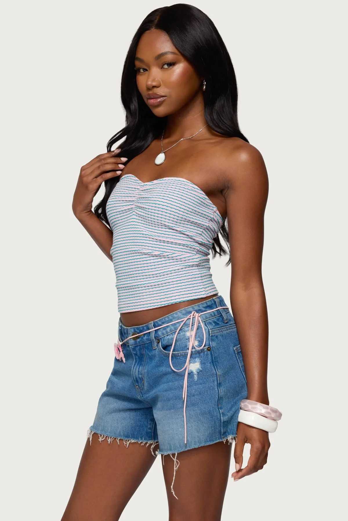 Veranda Textured Striped Tube Top sold by Edikted product image thumbnail 3