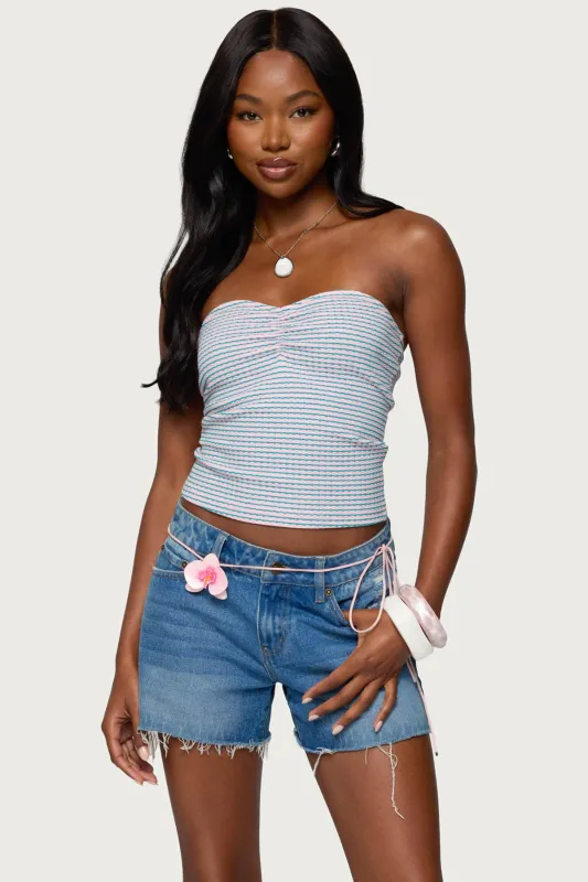 Veranda Textured Striped Tube Top sold by Edikted