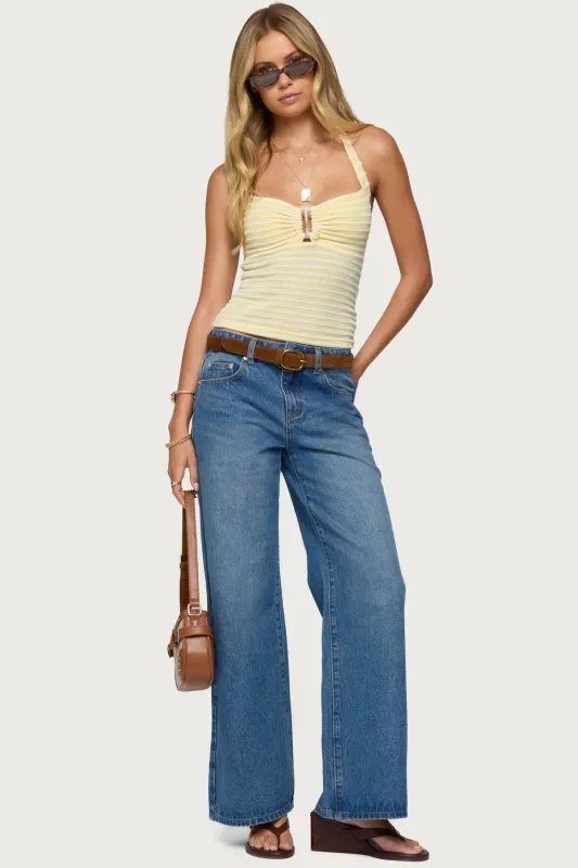 Ery Wide Leg Mid Rise Jeans sold by Edikted