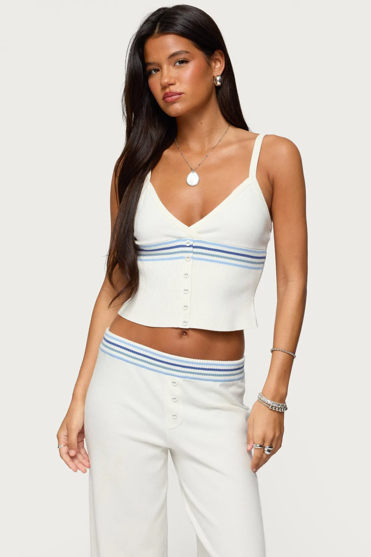 Miya Stripey Ribbed Knit Tank Top sold by Edikted