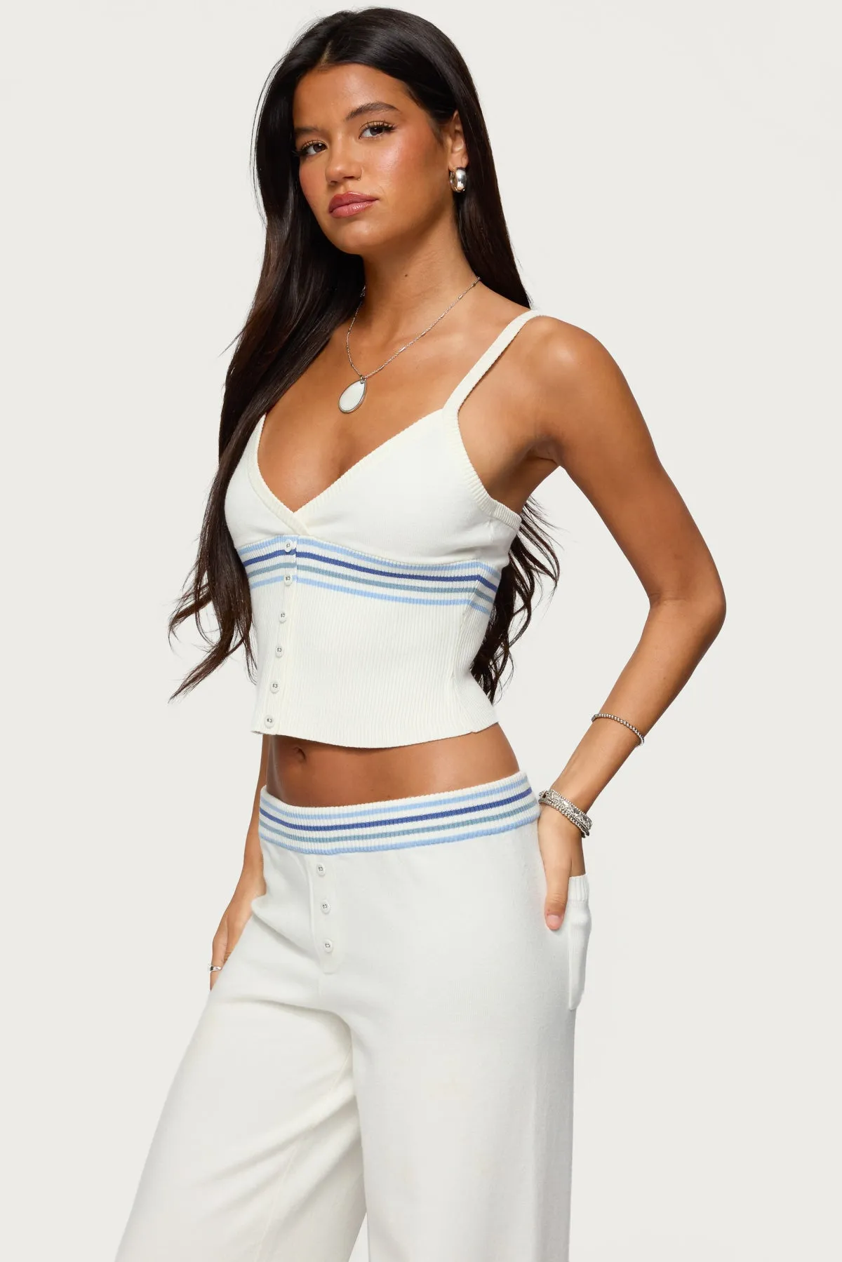 Miya Stripey Ribbed Knit Tank Top sold by Edikted product image thumbnail 5