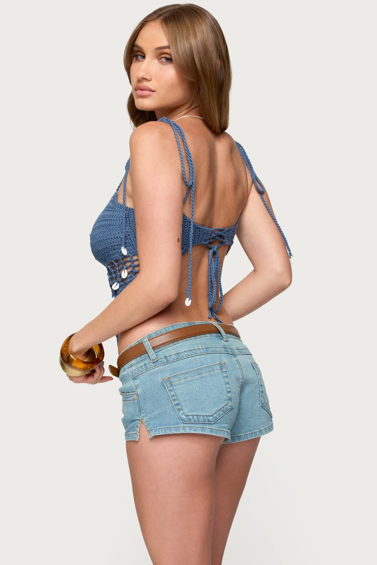 Shelley Asymmetric Crochet Top sold by Edikted product image thumbnail 3