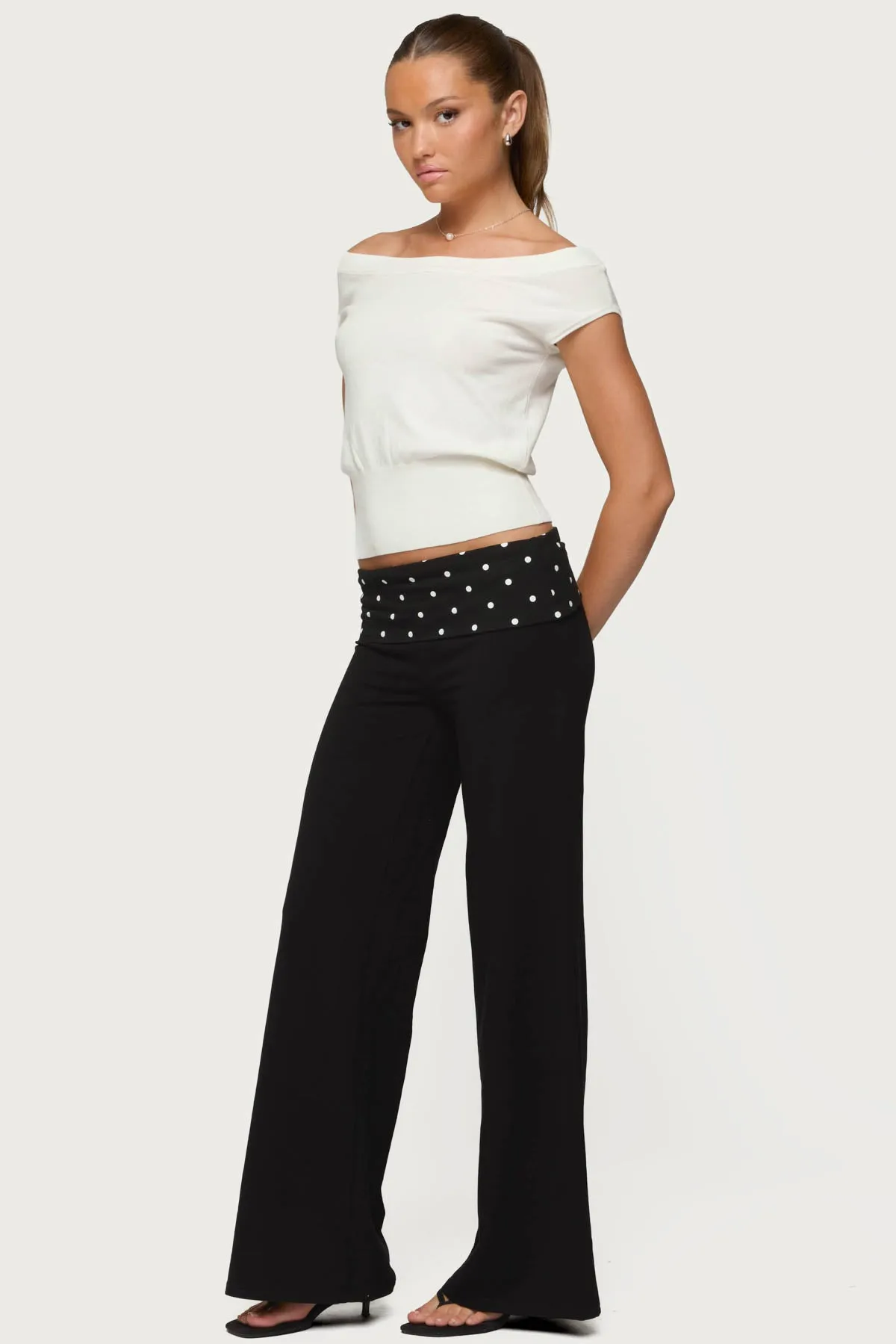 Reeva Polka Dot Foldover Pants sold by Edikted product image thumbnail 4
