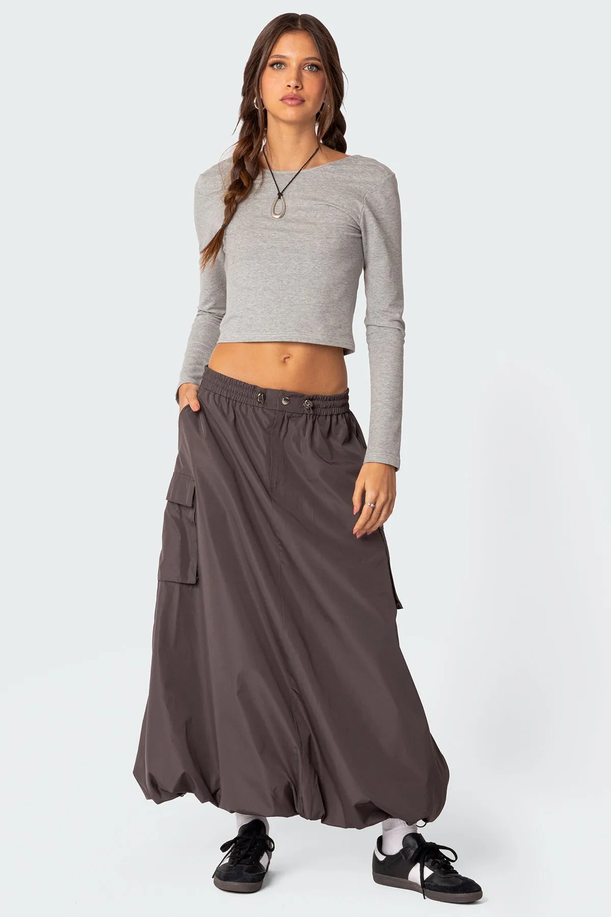 Bubble Cargo Nylon Maxi Skirt sold by Edikted product image thumbnail 5