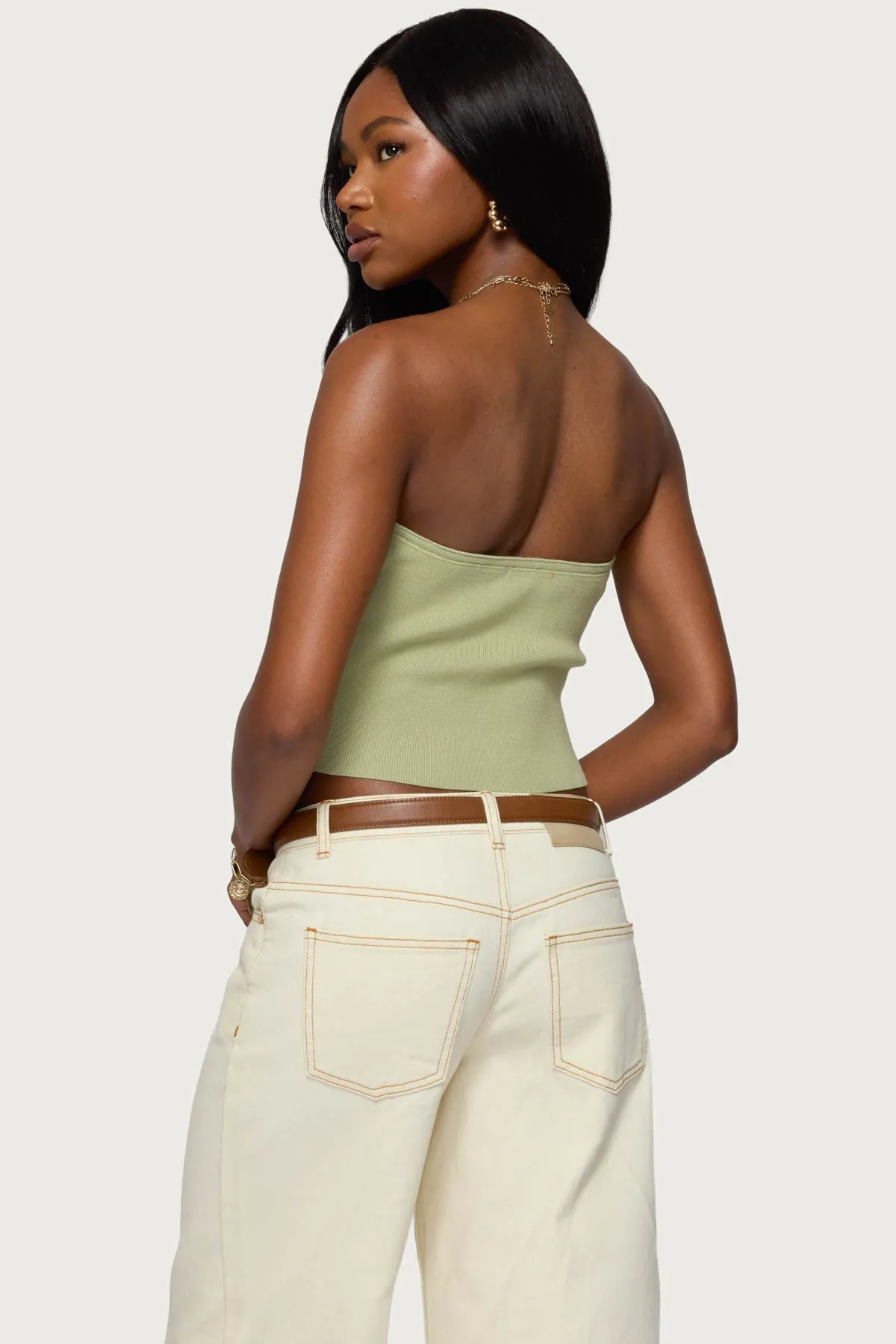 Bead Cut Out Strapless Knit Top sold by Edikted product image thumbnail 5