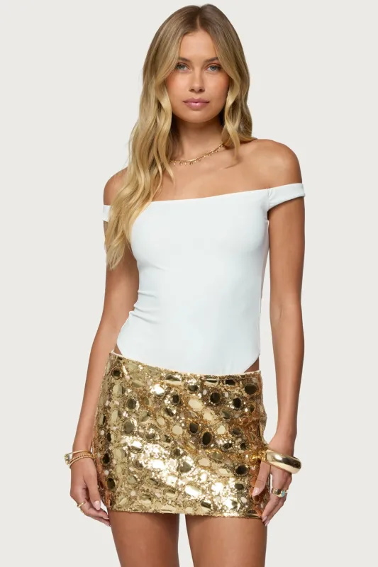 Bryony Off Shoulder Bodysuit sold by Edikted