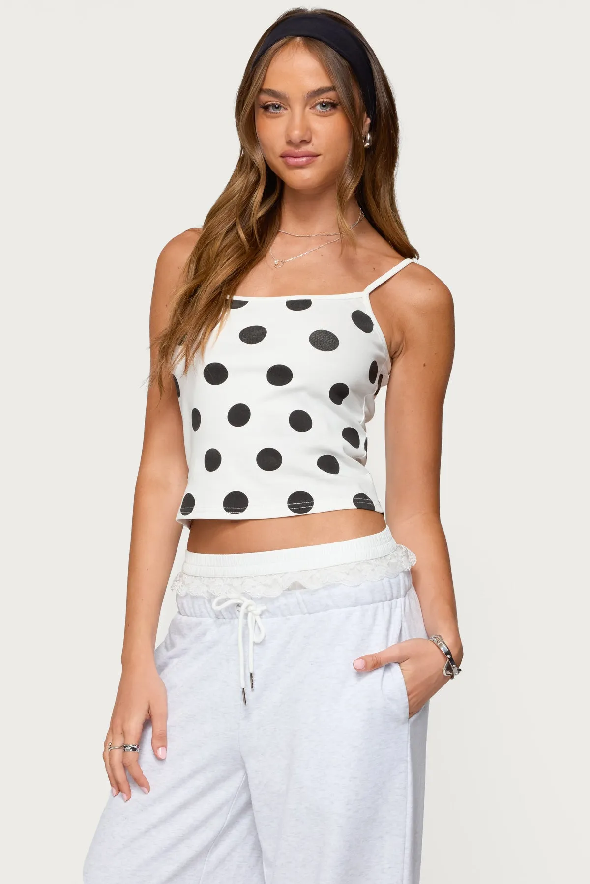 Lynne Polka Dot Tank Top sold by Edikted