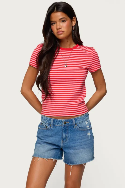 Nessie Striped T Shirt sold by Edikted