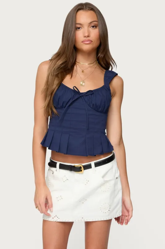 Tammie Pleated Poplin Top sold by Edikted