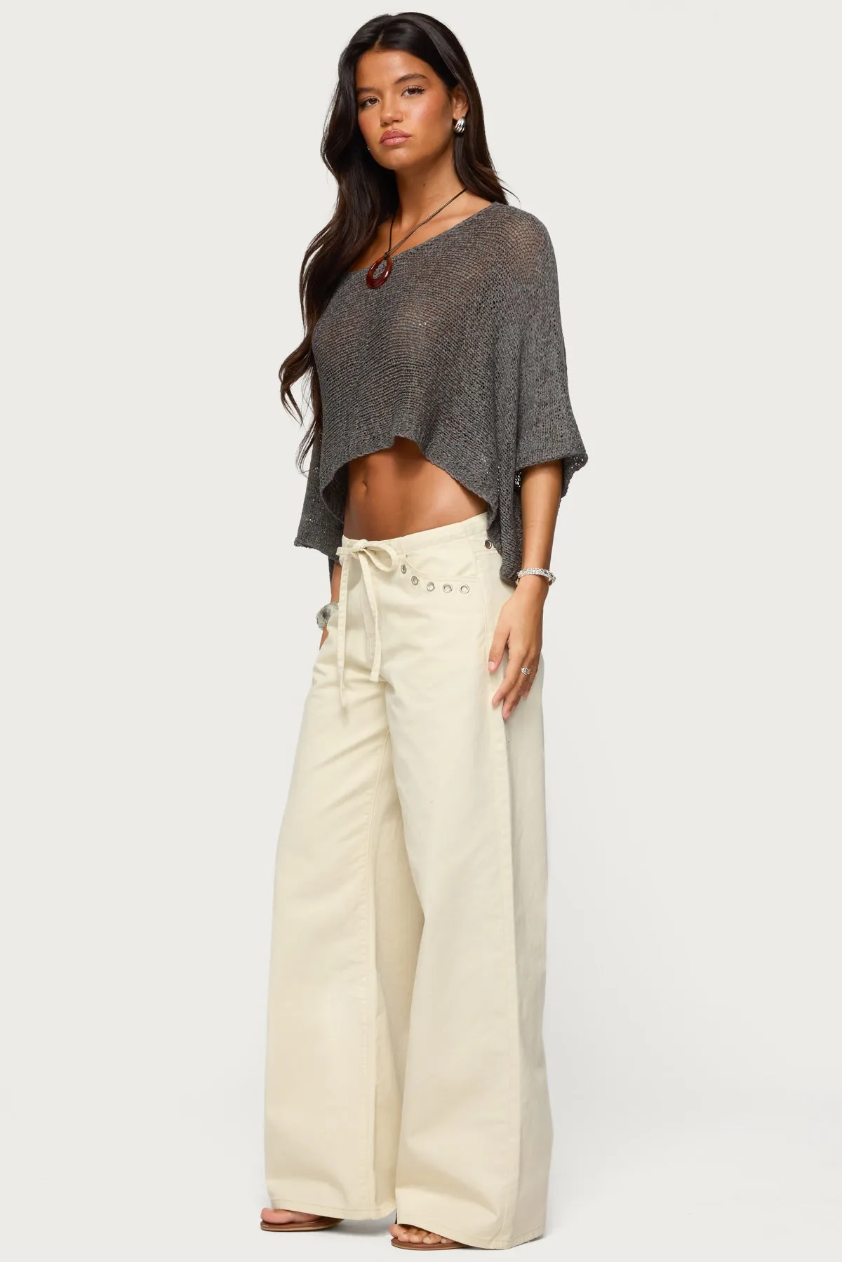 Laline Oversized Knit Crop Top sold by Edikted product image thumbnail 4