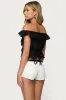 Sheer Chiffon Ruffled Off Shoulder Top sold by Edikted