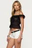 Sheer Chiffon Ruffled Off Shoulder Top sold by Edikted