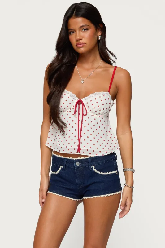 Contrast Polka Dot Cupped Chiffon Top sold by Edikted