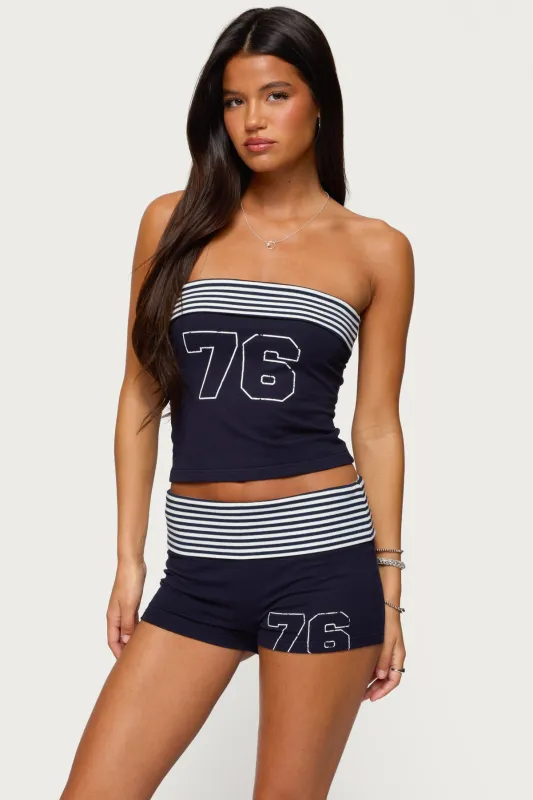 76 Stripey Fold Over Tube Top made by Edikted