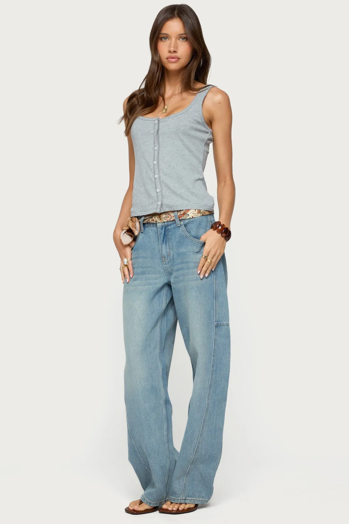 Gwenne Pointelle Button Up Tank Top sold by Edikted product image thumbnail 4