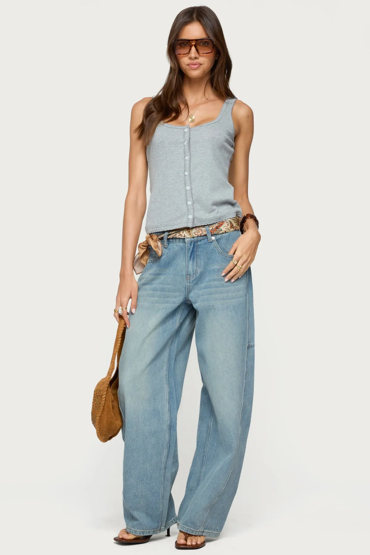 Gwenne Pointelle Button Up Tank Top sold by Edikted product image thumbnail 2