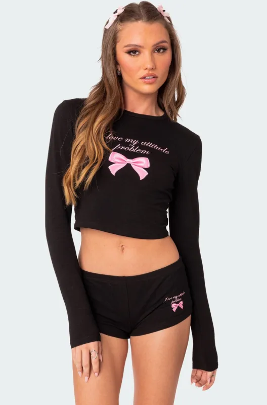 Attitude Problem Long Sleeve T Shirt sold by Edikted