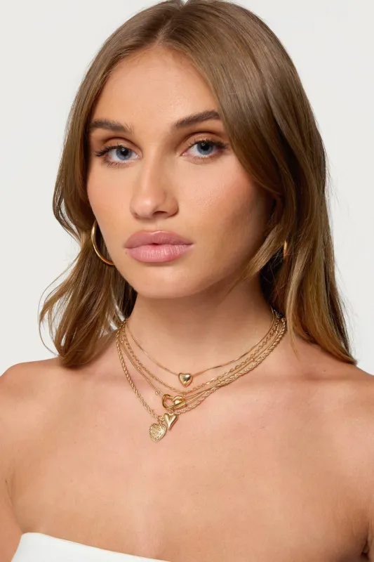 Big Heart Layered Necklace sold by Edikted