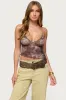 Embroidered Asymmetric Printed Mesh Top sold by Edikted