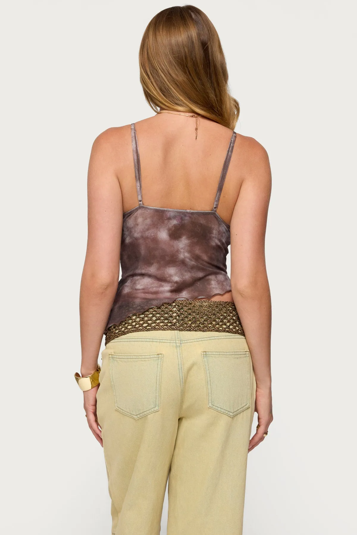 Embroidered Asymmetric Printed Mesh Top sold by Edikted product image thumbnail 5