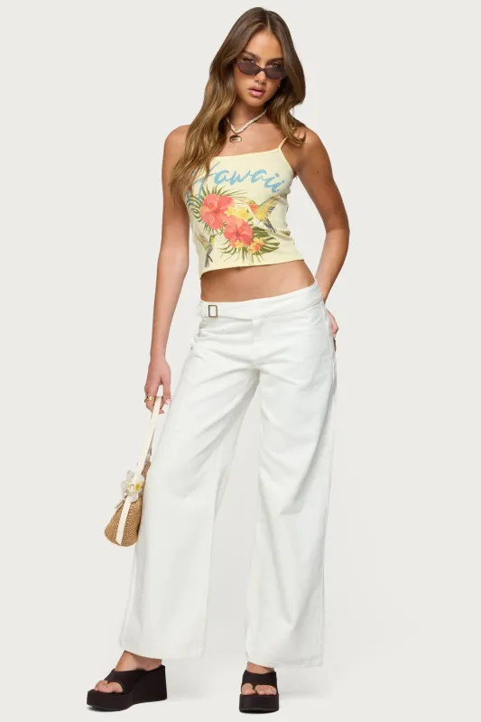 Buckle Low Rise Straight Leg Pants made by Edikted