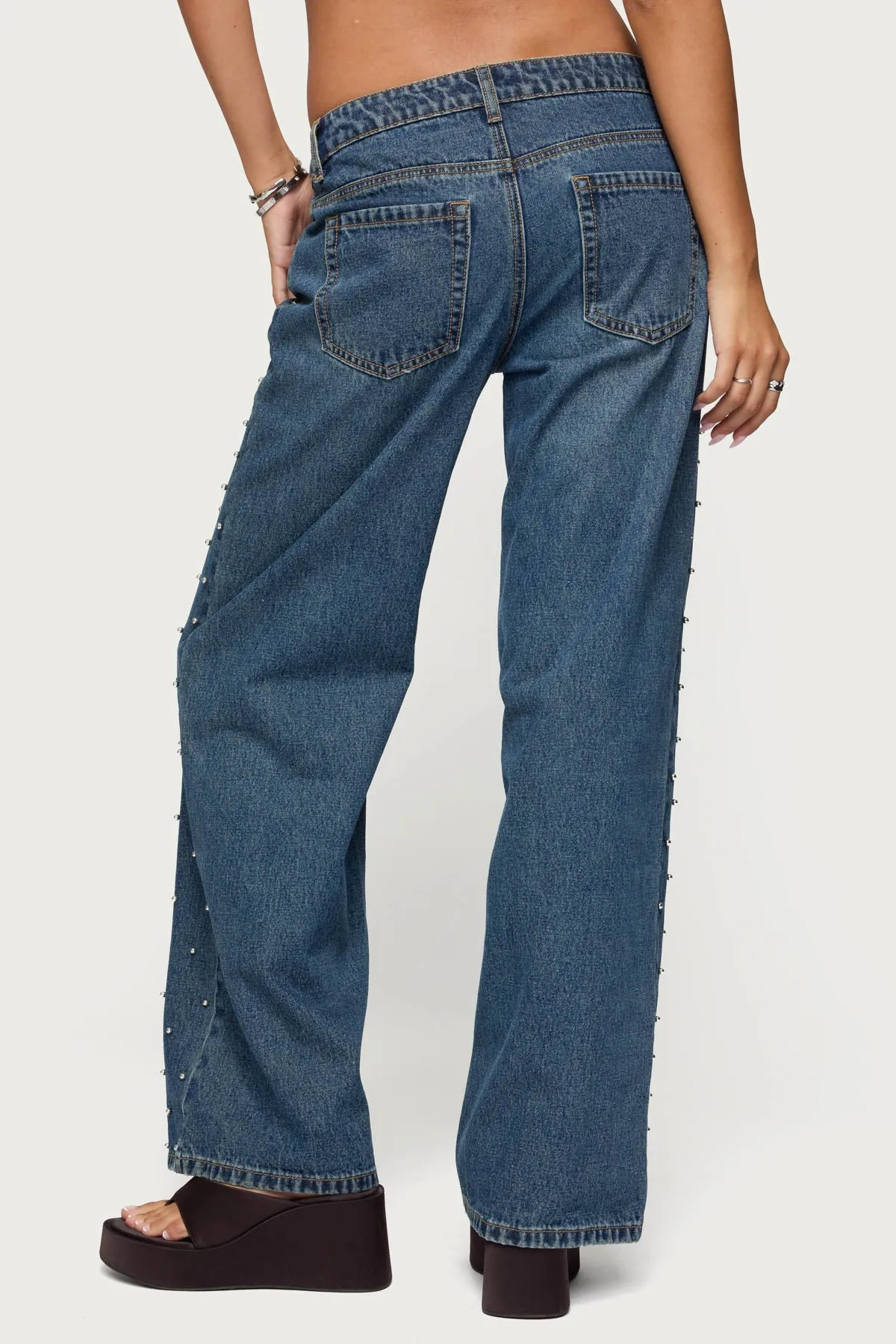 Esmay Studded Low Rise Baggy Jeans sold by Edikted product image thumbnail 5