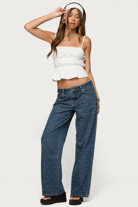 Esmay Studded Low Rise Jeans sold by Edikted